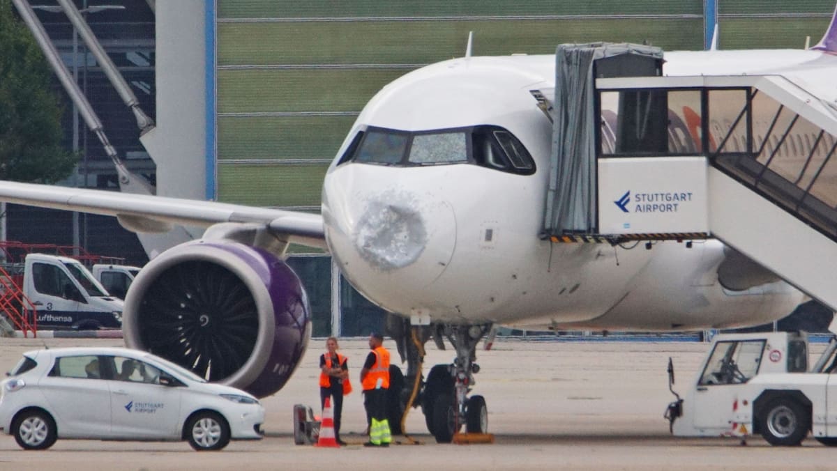 Air Cairo Airbus A320 Lands in Stuttgart with Damaged Nose After Suspected Hail Encounter.